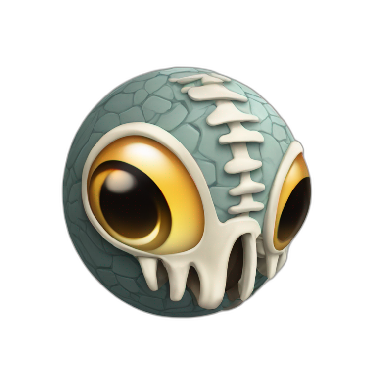 3d sphere with a cartoon Skeleton Horse skin texture with big courageous eyes emoji