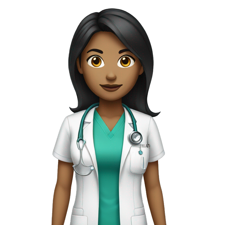Light brown skin black hair surgeon female emoji