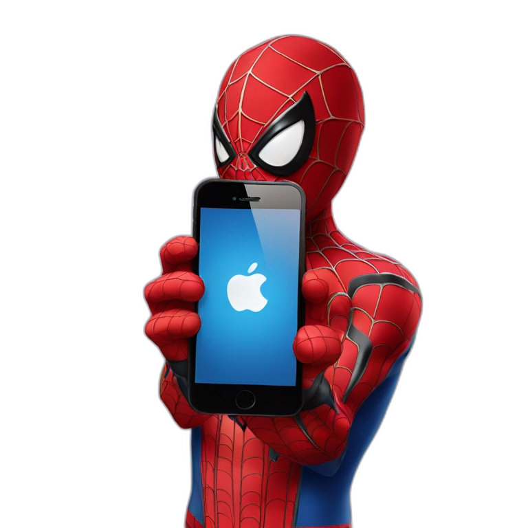 spiderman holding iphone emoji