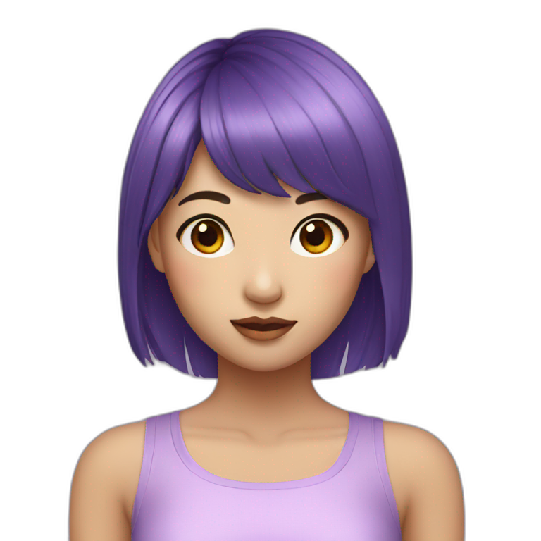 Purple bangs Asian girl emoji