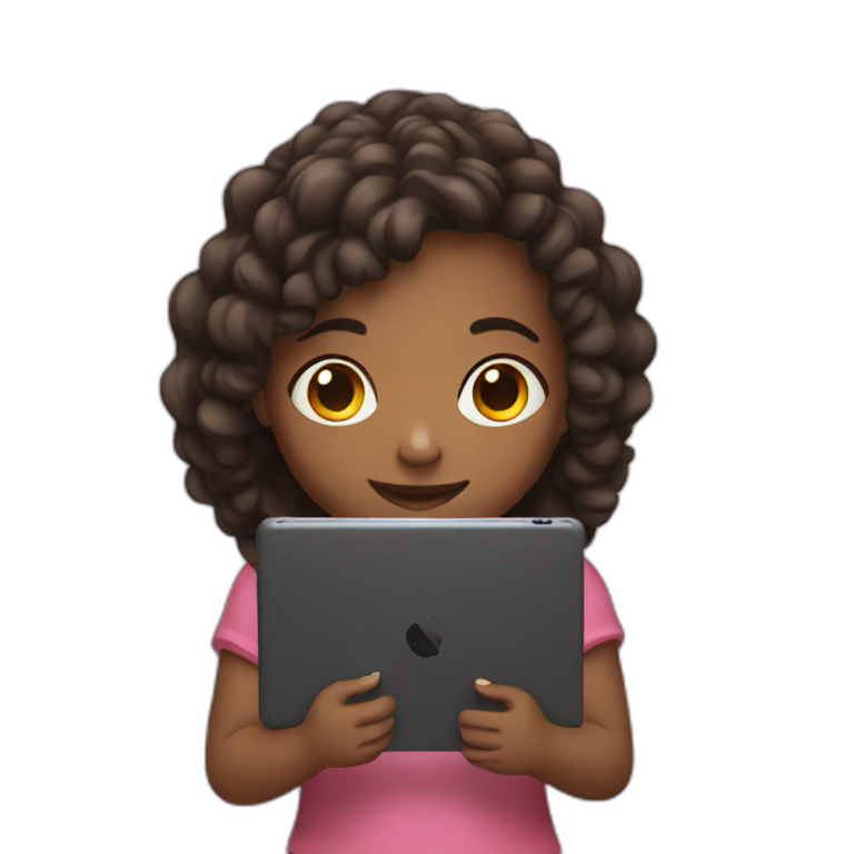Girl holds tablet emoji