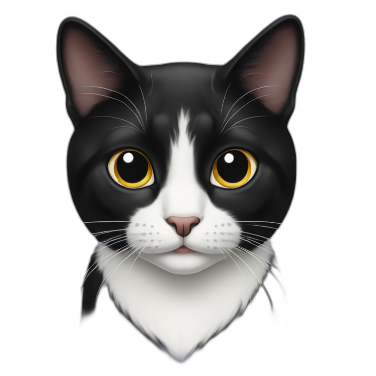 Tuxedo Cat with black nose emoji
