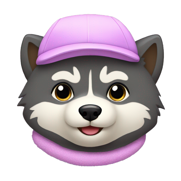 Cute little Chubby Wolf with grandmother's cap emoji