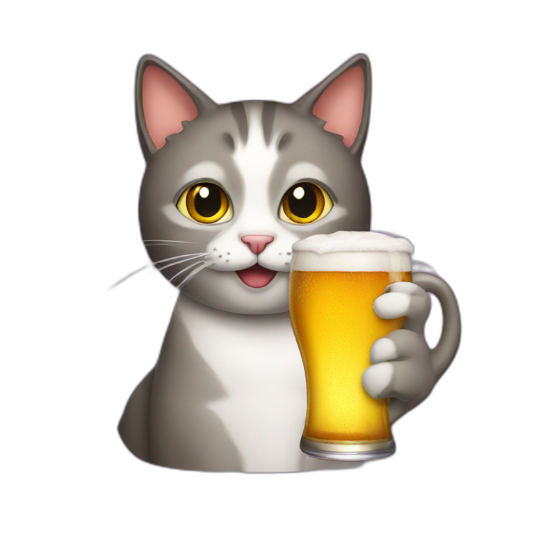 Cat holds a beer emoji