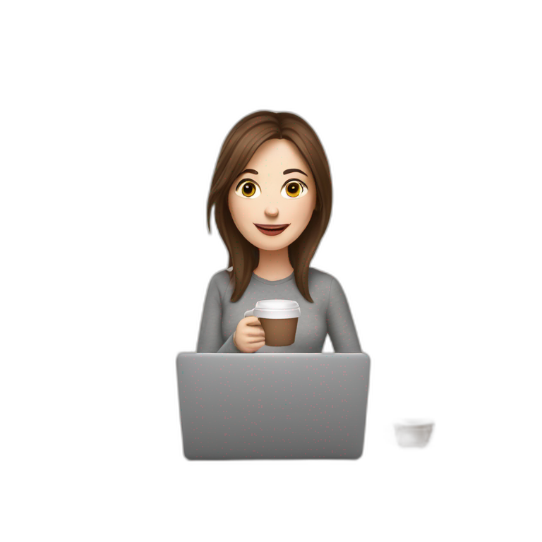woman with brown hair and pale skin juggling with coffee cups and laptops emoji