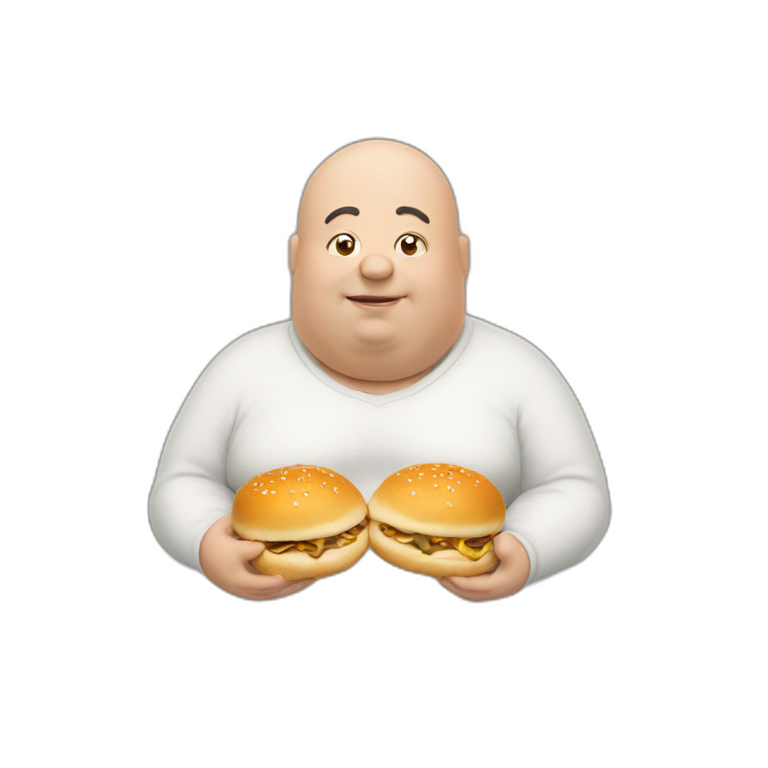 fat man bald eating bun emoji