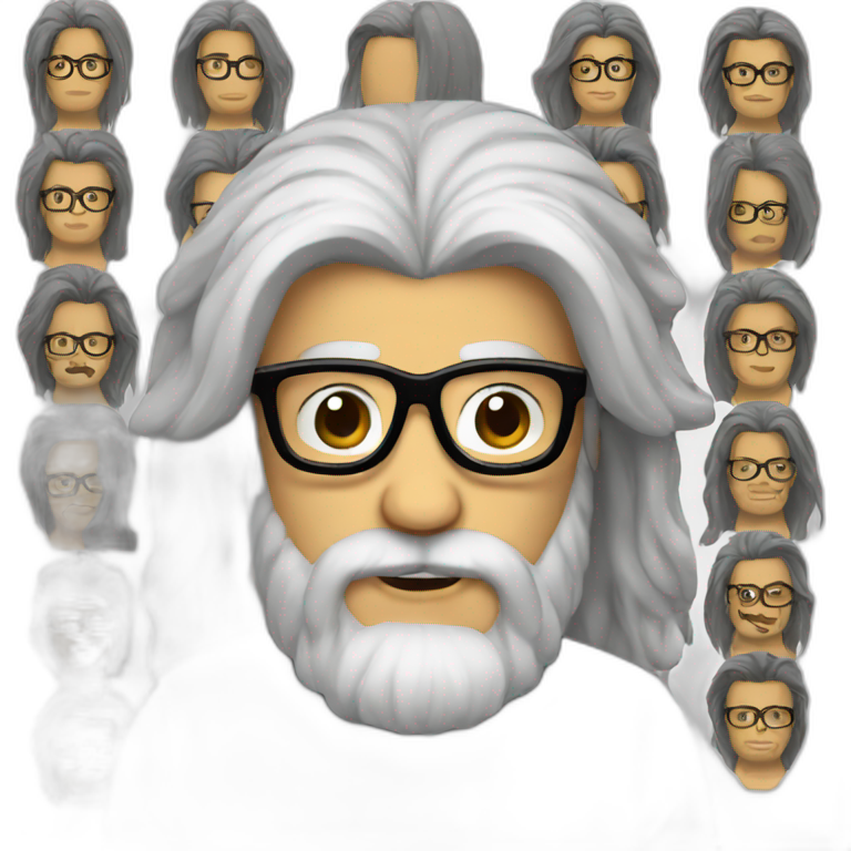 Man-long hairs-long beard-glasses emoji