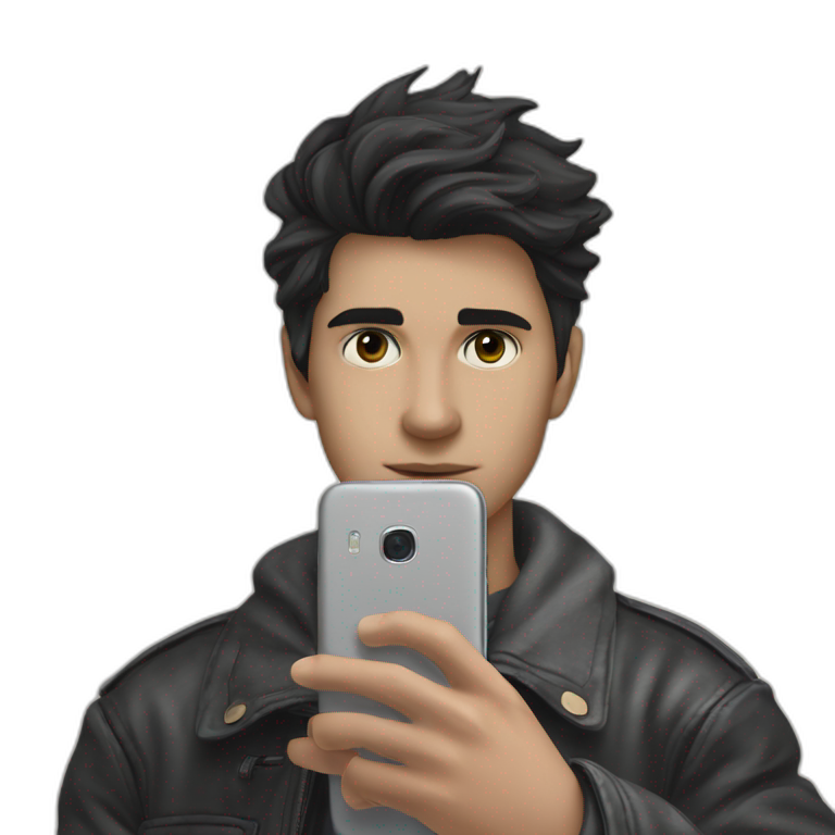 cool guy taking selfie with phone emoji