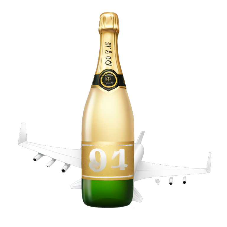 Jet on New Year’s with bottle of champagne  emoji