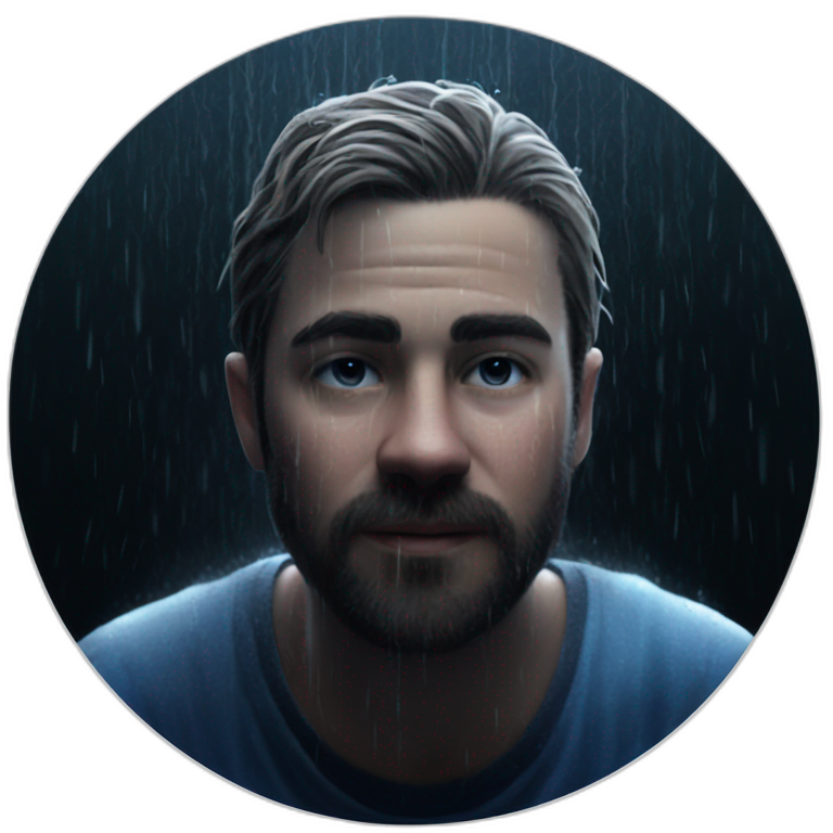 rugged rain-soaked bearded man emoji