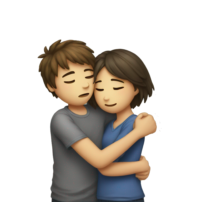 sad hug girl and boy emoji