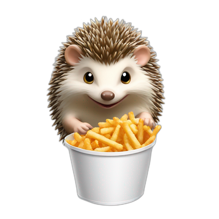 Hedgehog eating KFC bucket emoji