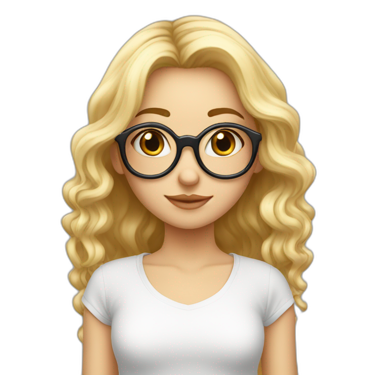 Fille blonde cheveux longs lunettes mignonne emoji