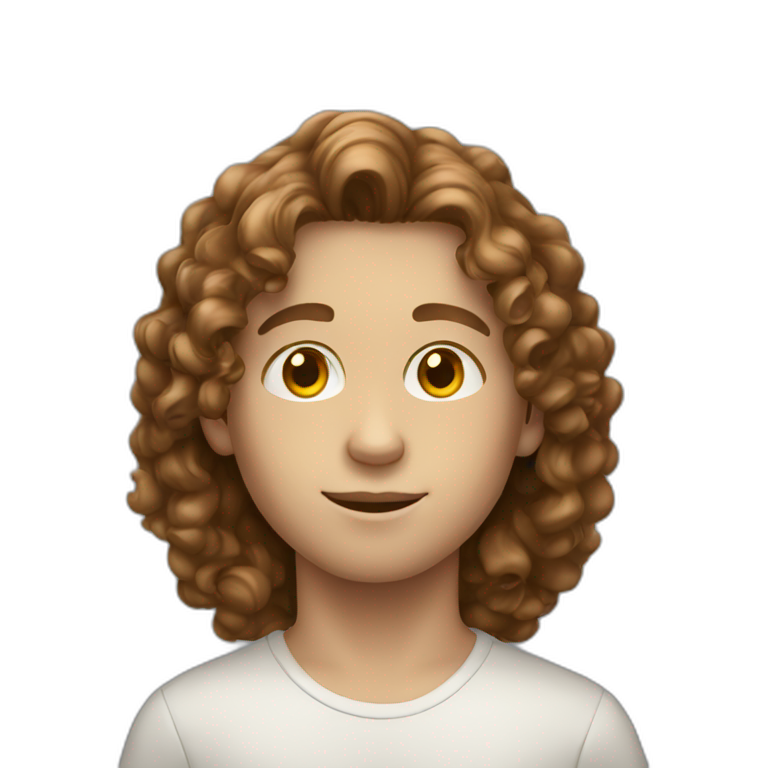 White Young boy with long brown curly hair emoji