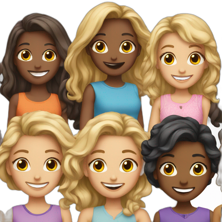 A group of 9 girls happy  emoji