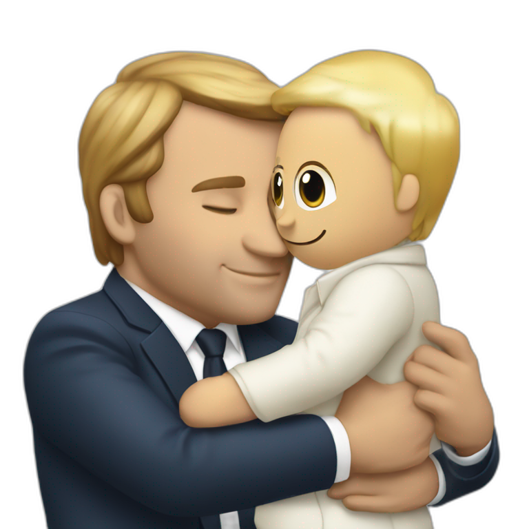 Macron hugging poutine emoji