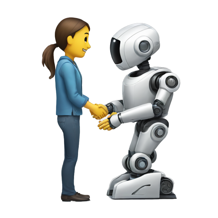 a person shaking the hand of a robot emoji