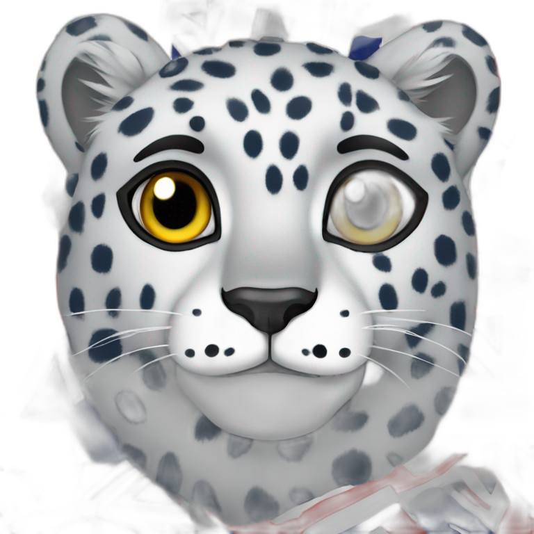 snow leopard in colors of the flag of the united kingdom emoji