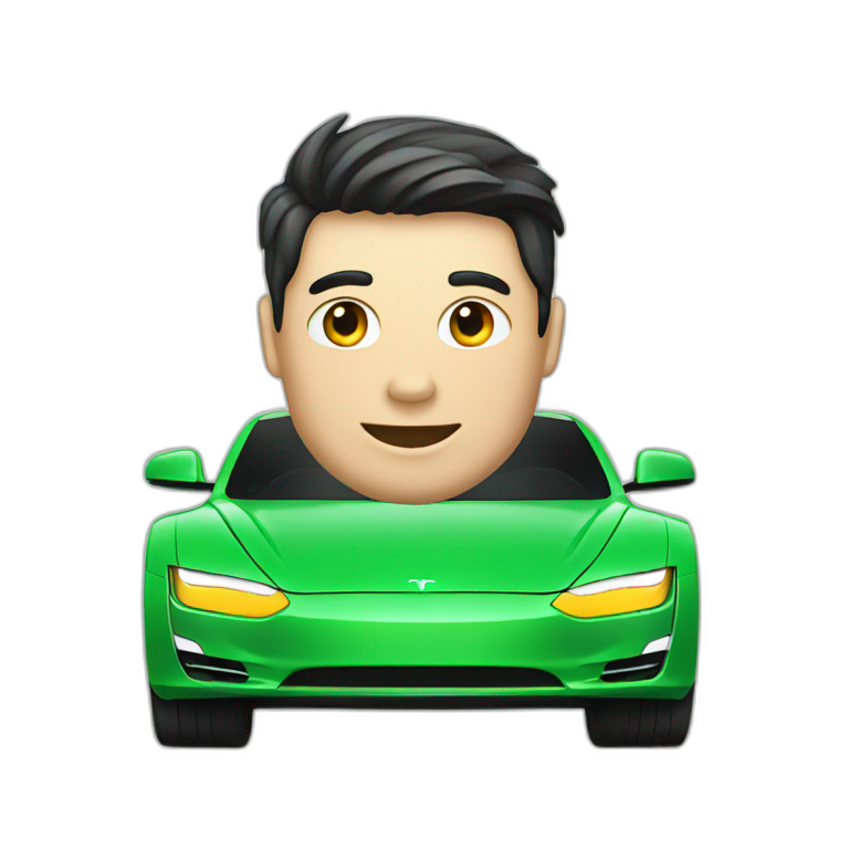 Green Tesla car emoji