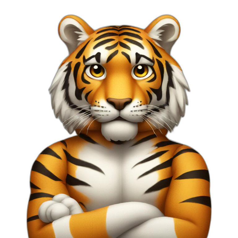 Tiger with his arms crossed emoji