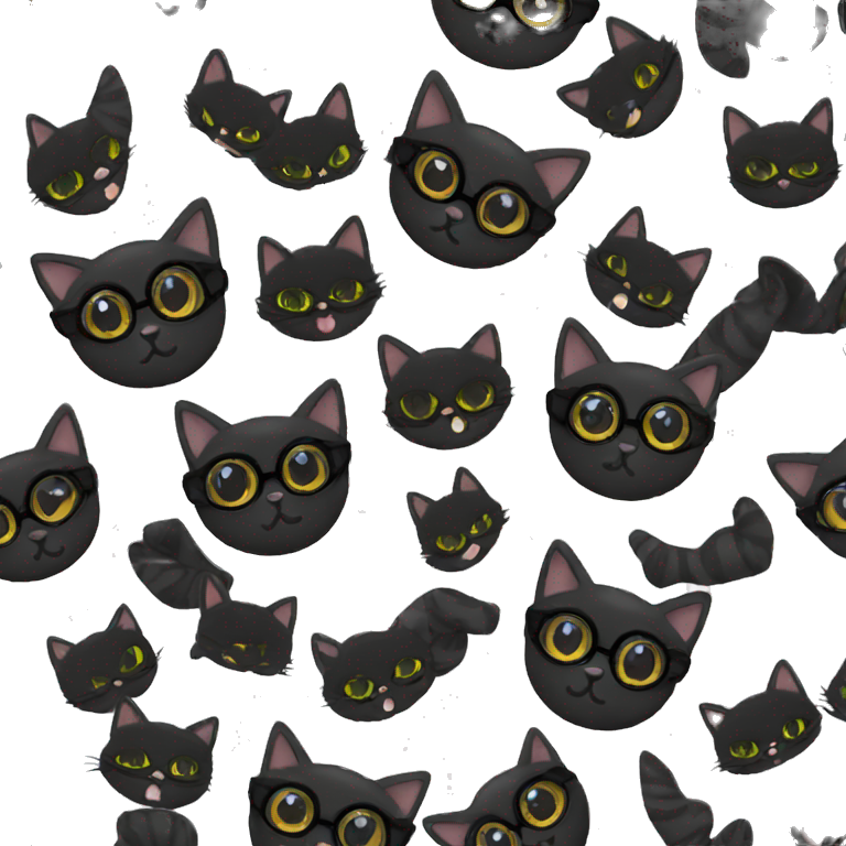 Black cat nerd emoji
