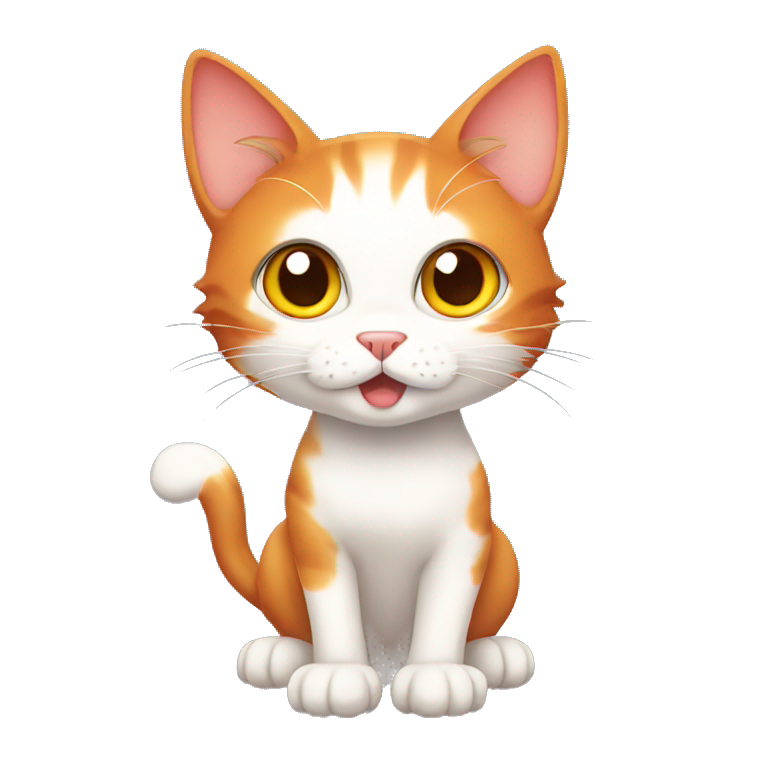 Red-haired cartoon cat in anime style with big eyes emoji