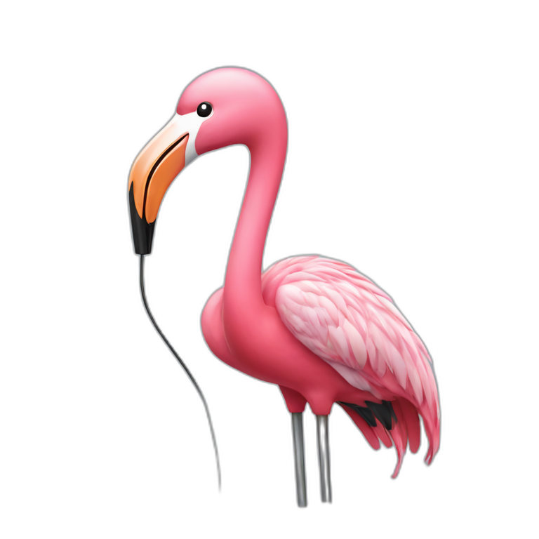 flamingo with a microphone emoji