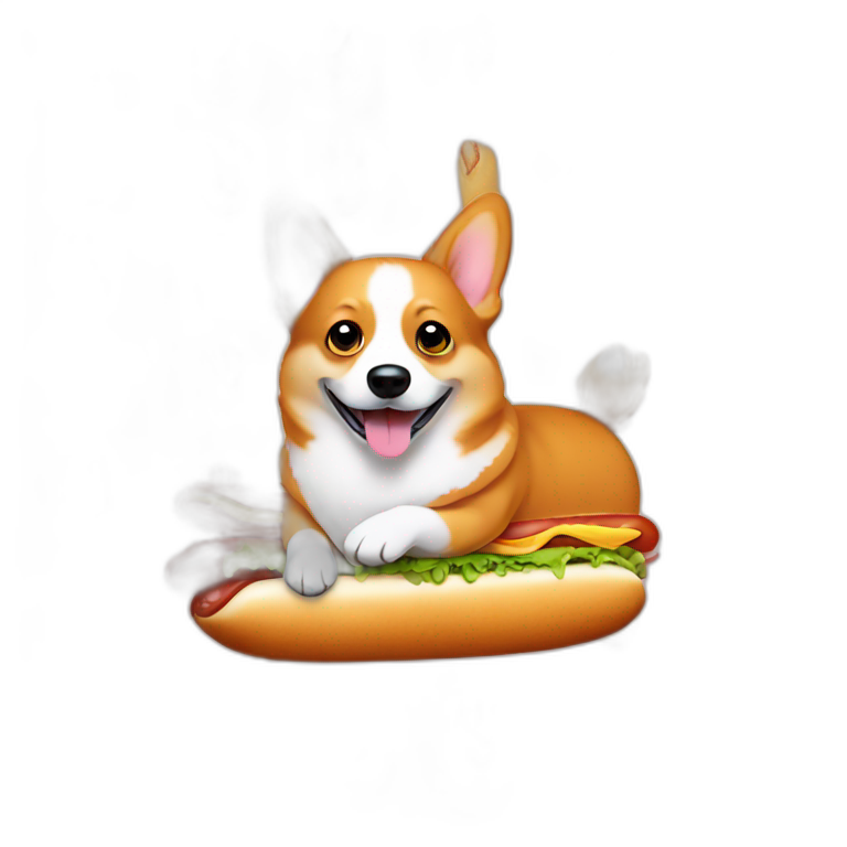 corgi inside hot dog emoji