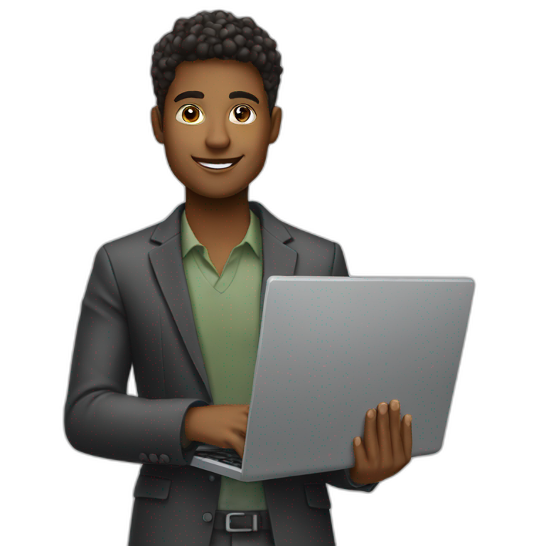 a young entrepreneur holding a laptop emoji