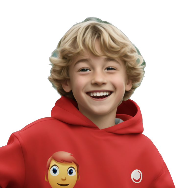 happy boy in red. emoji