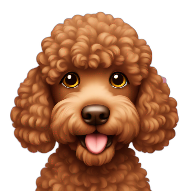 Brown poodle with heart emoji