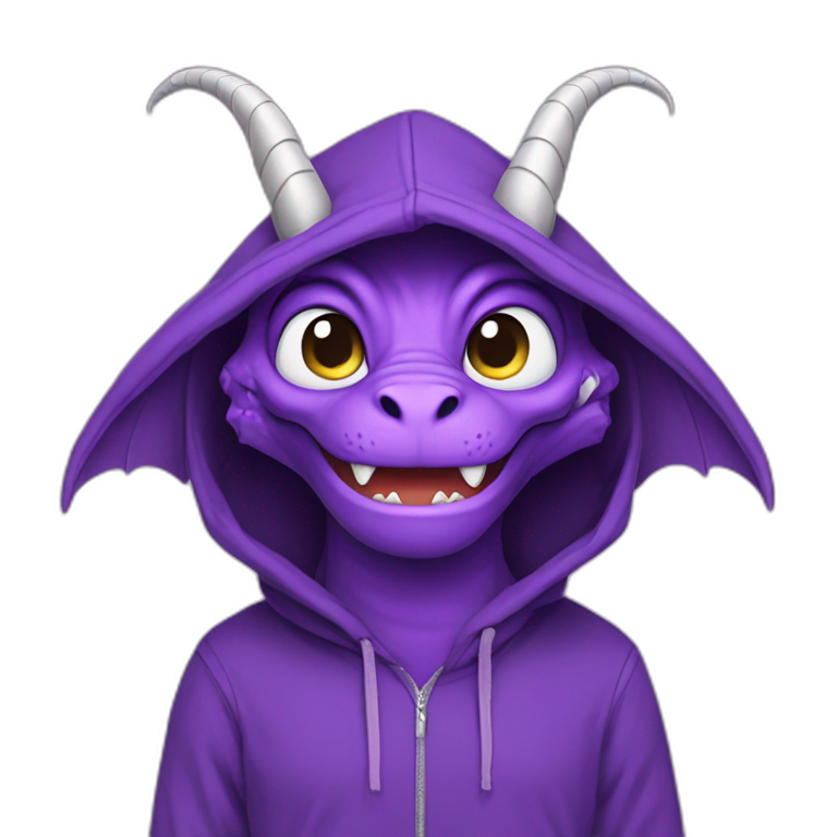 purple dragon wearing hoodie emoji