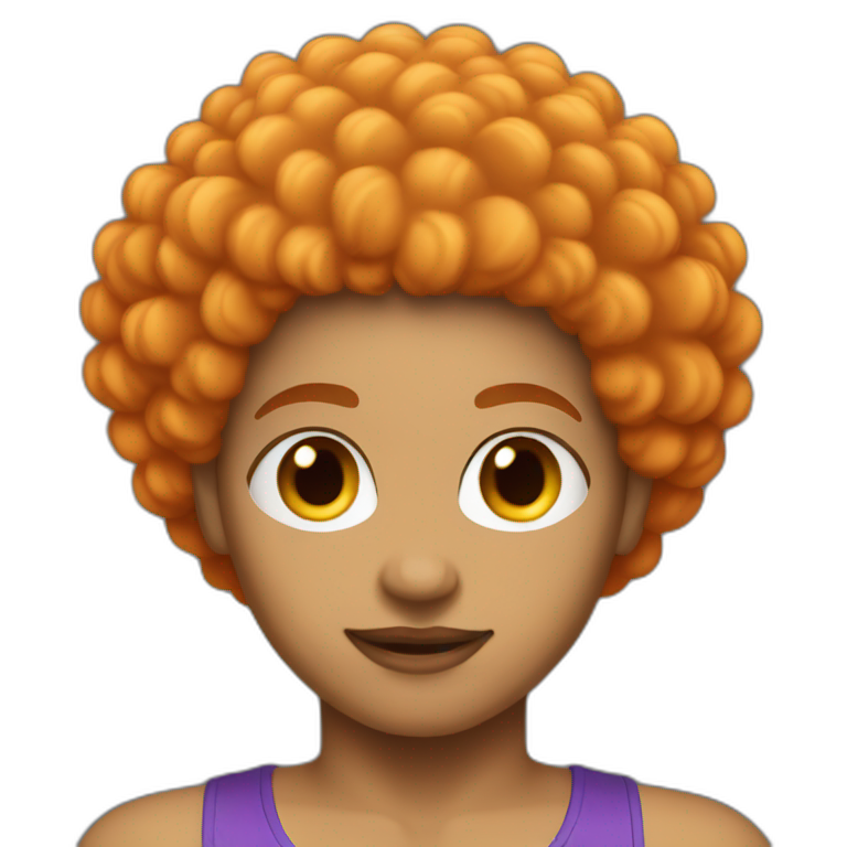Light skin afro orange in fitness emoji