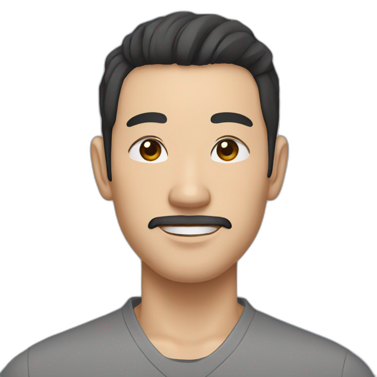 Chinese man with short, thick beard and short black wavy hair with thick eyebrows emoji