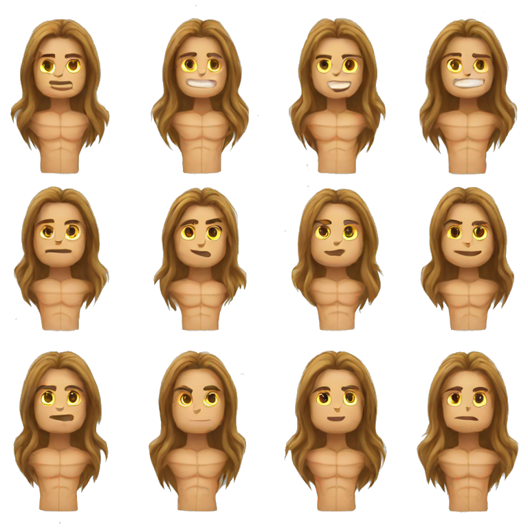 Muscles long hair emoji
