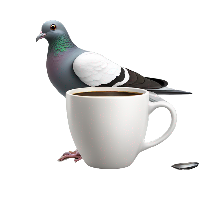 Pigeon drinking coffee emoji
