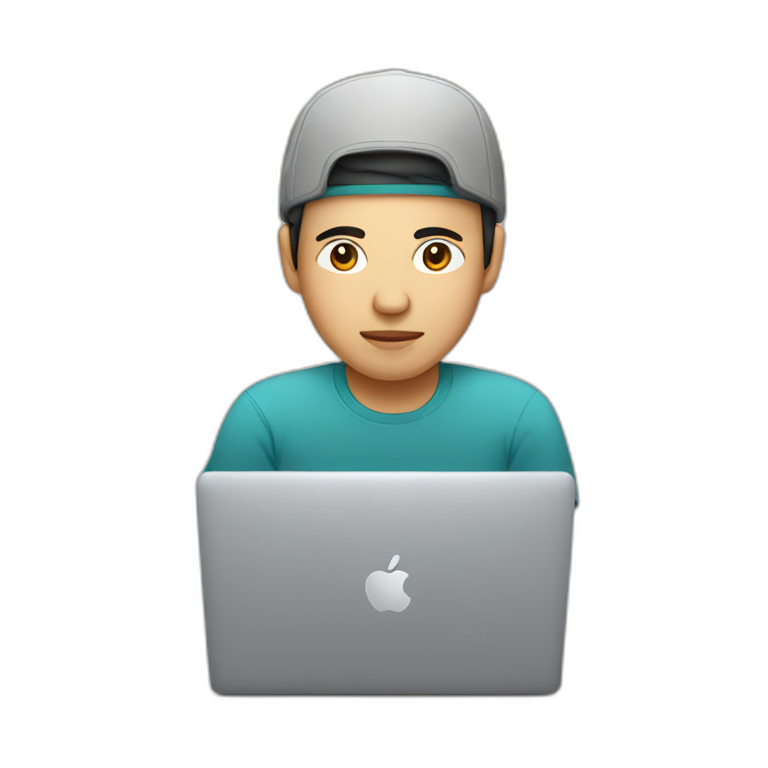 a vietnamese programmer with a macbook emoji