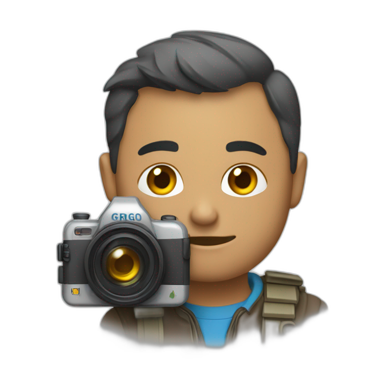 un grigo avec une caméra emoji