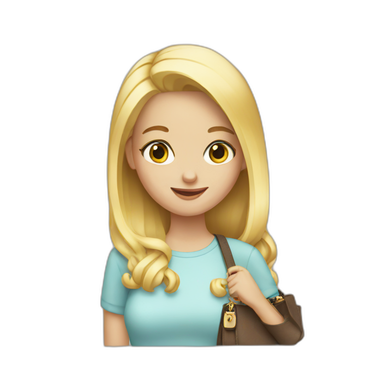 Blonde girl showing her purse emoji