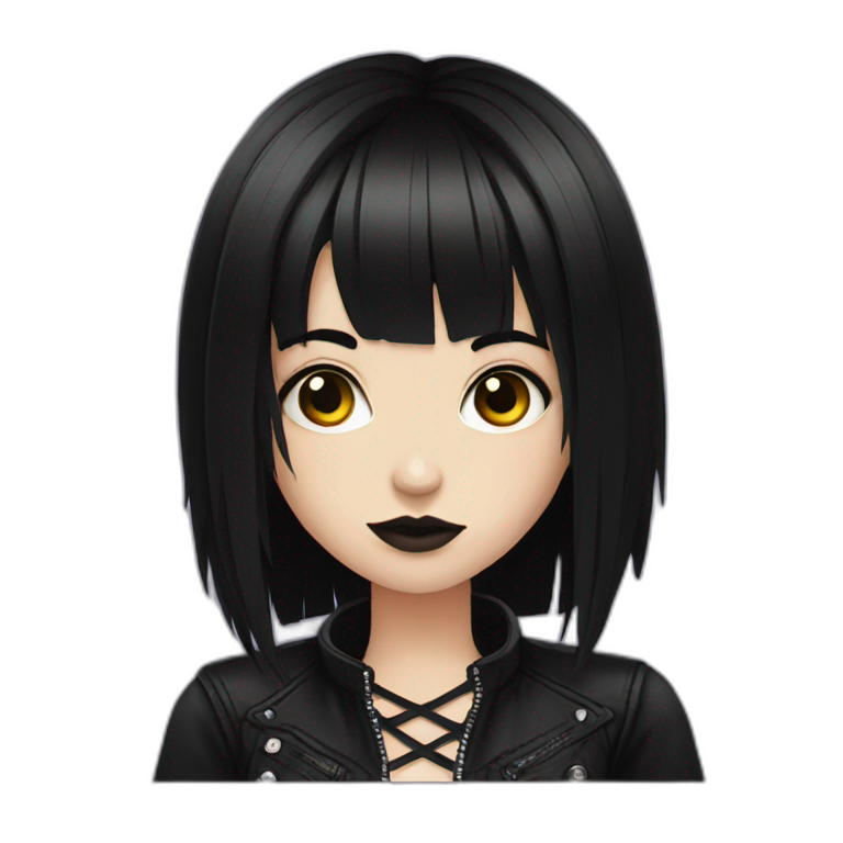 girl goth black hair emoji