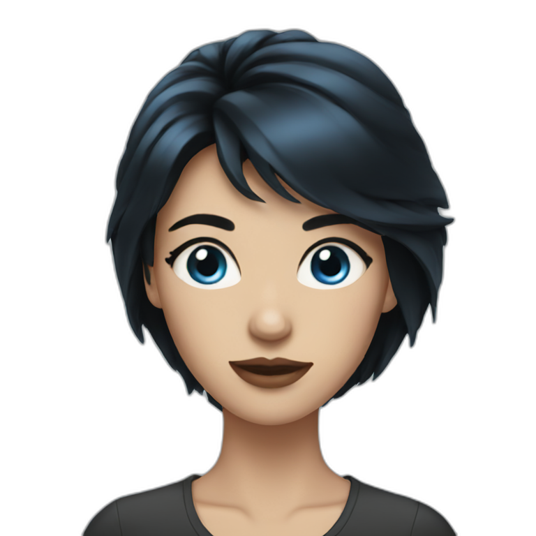 woman with black hair and blue eyes emoji