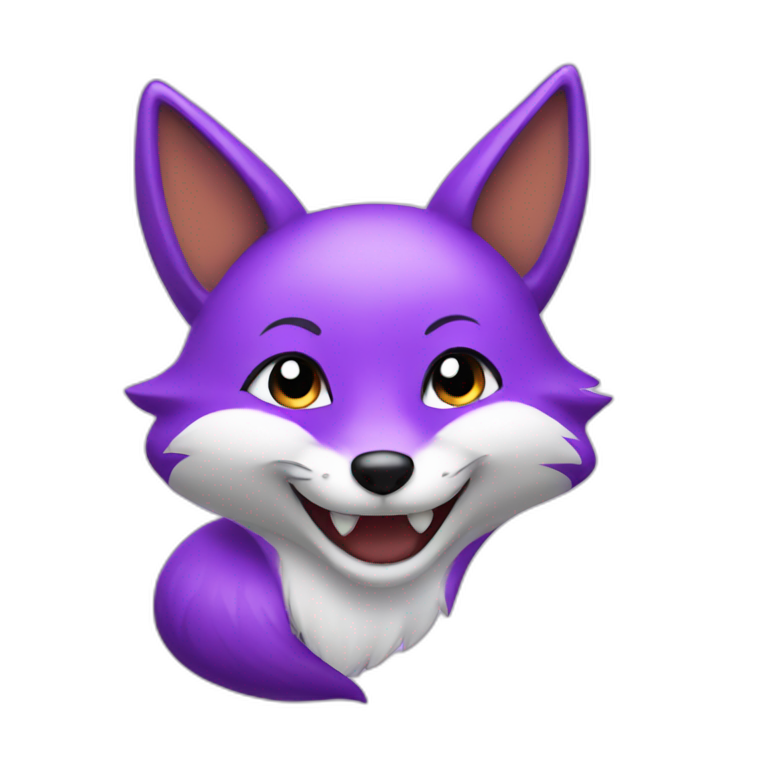 a purple fox with a big smile emoji