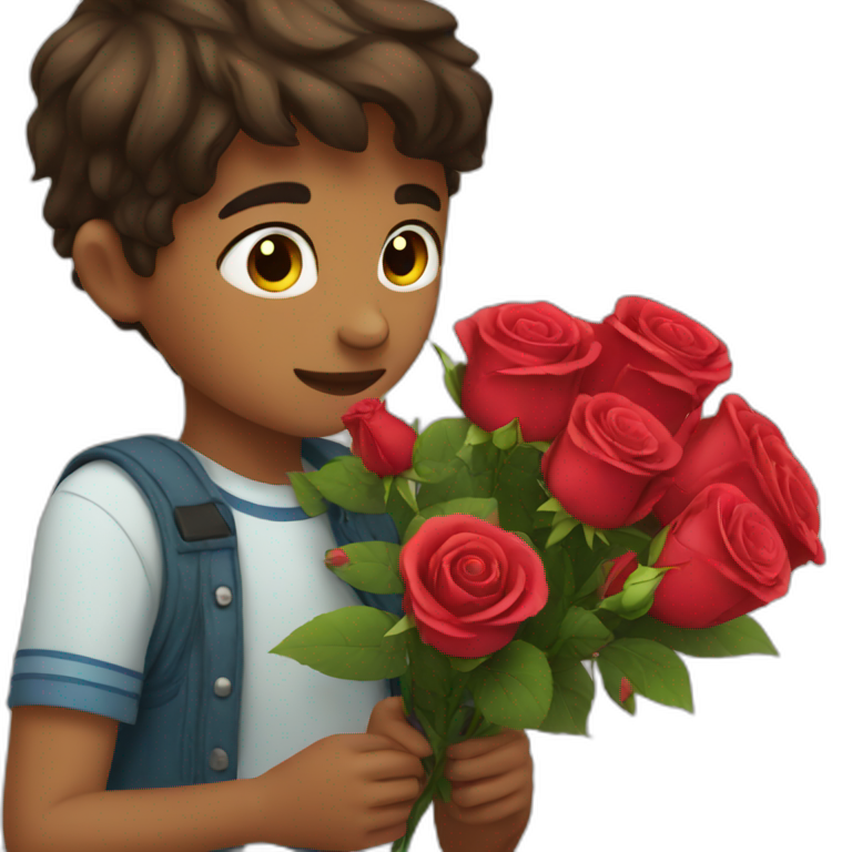 Boy giving roses emoji