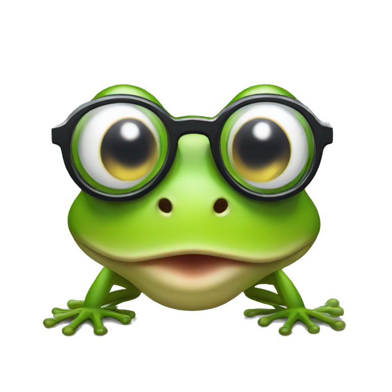 Frog with glasses with long tongue out emoji