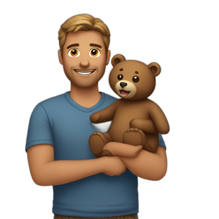 Man holding a bear emoji