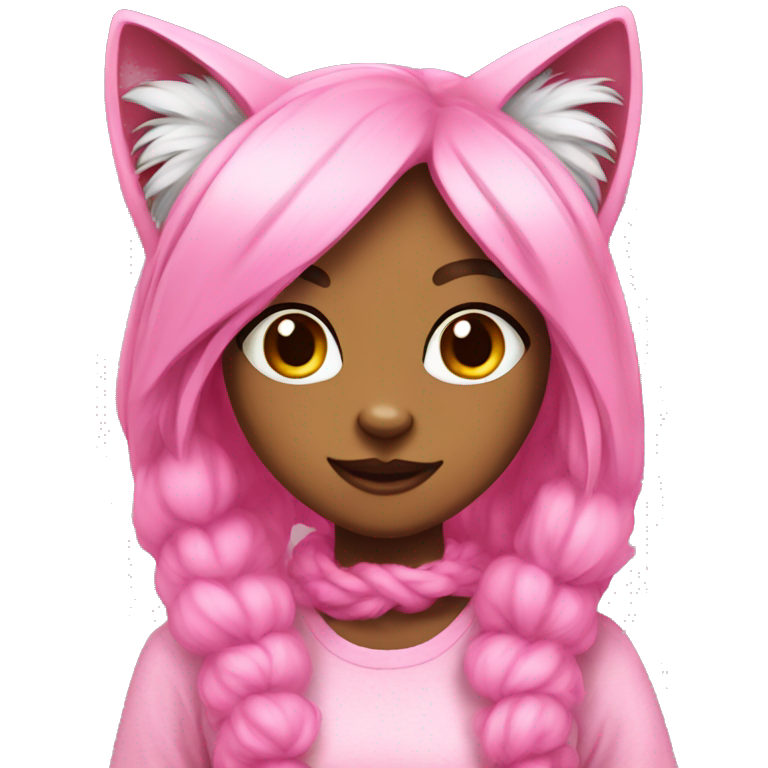 Furry cat girl pink emoji