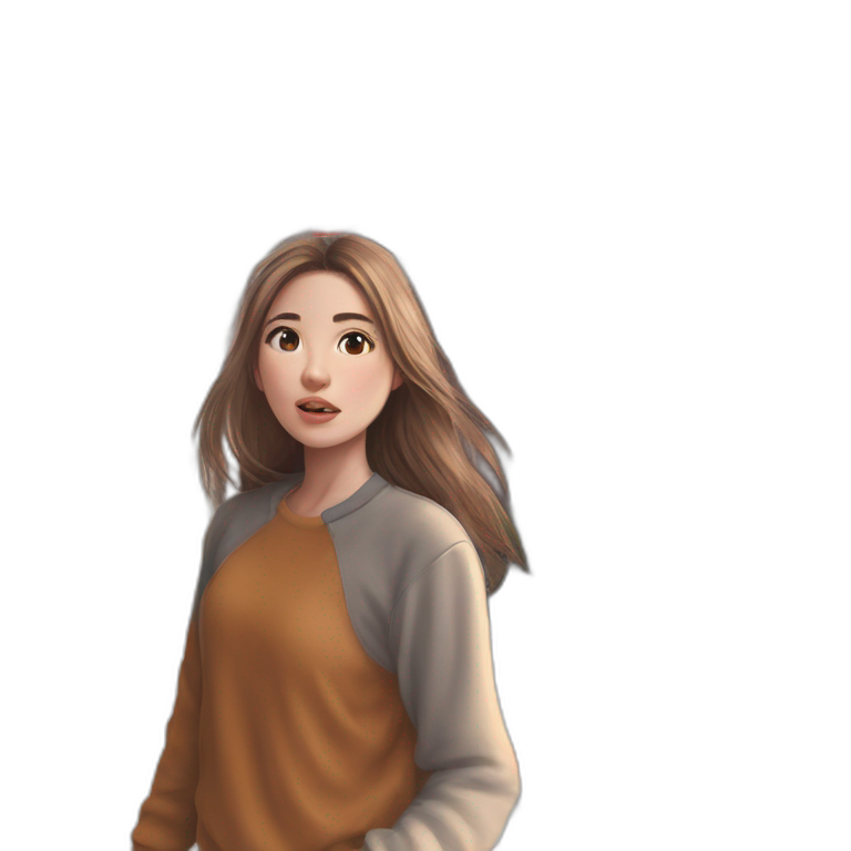 serene girl in brown sweater emoji