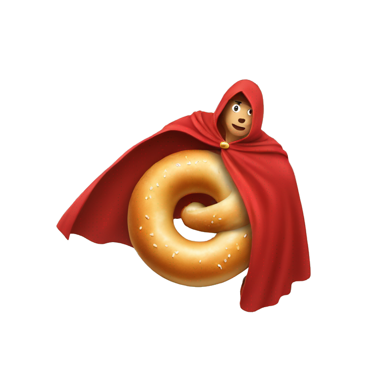 flying bagel wearing a red cape emoji