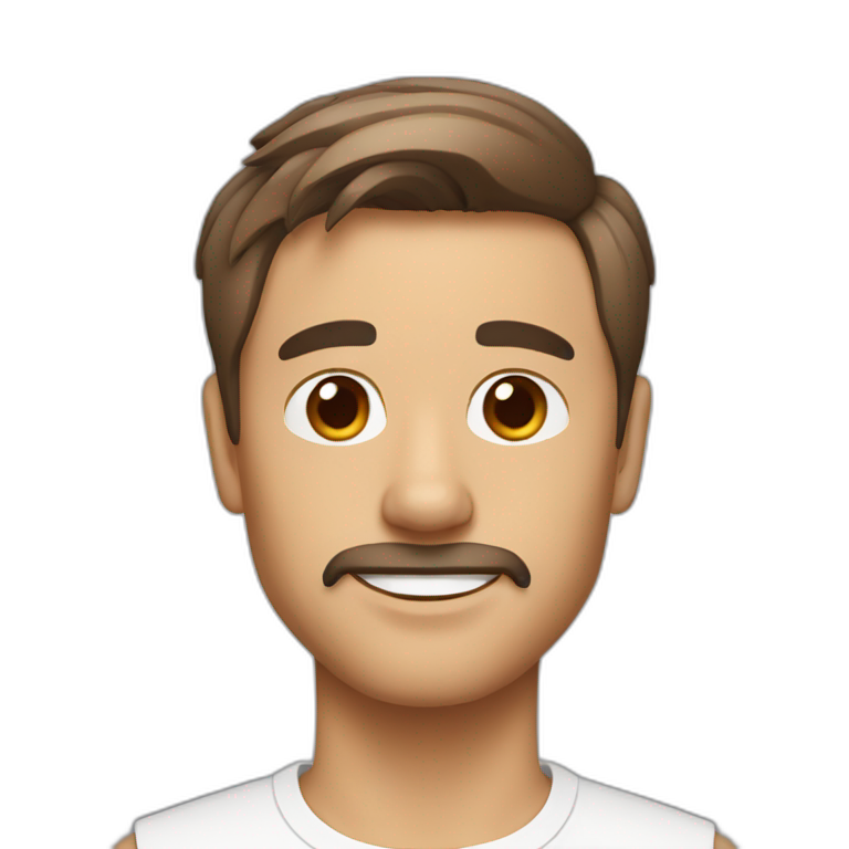 Man with modern hair cut brown hair with jack russell terrier dog emoji