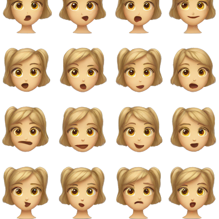 girl's face different emotions emoji